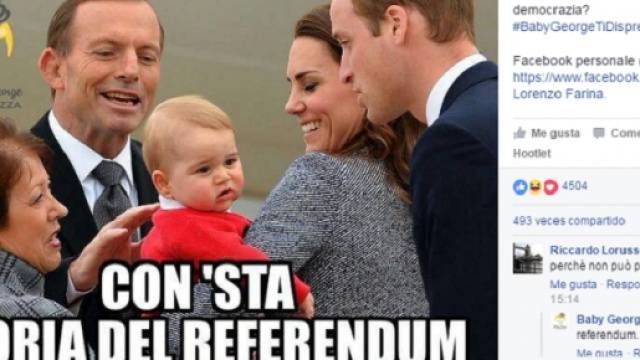 Un'immagine della pagina Facebook Baby George ti disprezza
