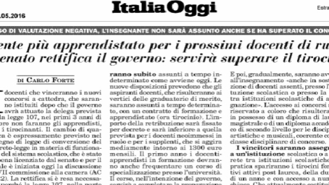 L'articolo di Carlo Forte su Italia Oggi