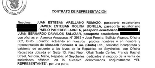 Contrato de representaci&oacute;n de Mossack & Fonseca Quito