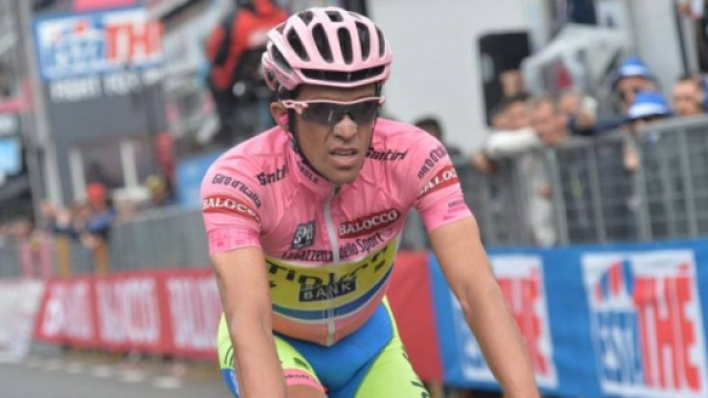 Alberto Contador in maglia rosa