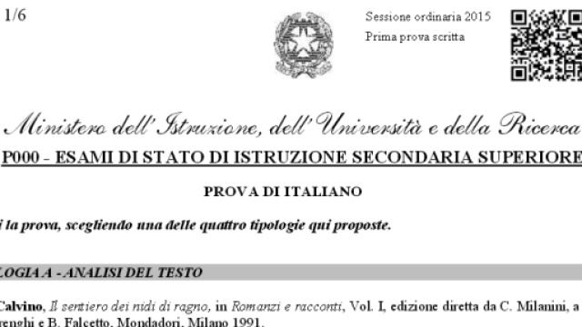 La prova d'Italiano nella Maturit&agrave; 2015