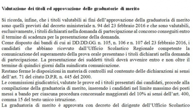 come vengono valutati i titoli posseduti nel concorso docenti