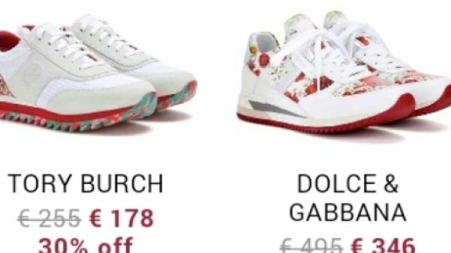 Idee per gli acquisti: sneakers Tory Burch e D & G.