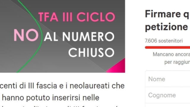 Petizione per accesso libero al Tfa II ciclo
