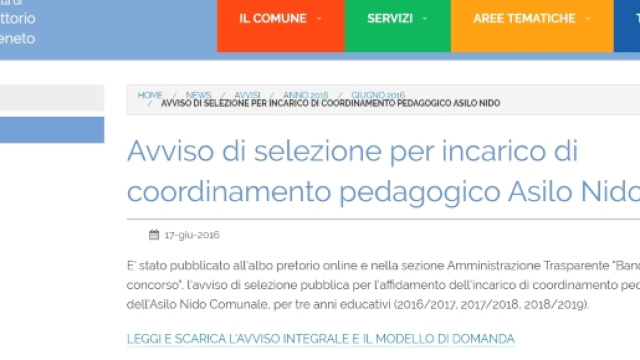 Concorso pedagogista Comune Vittorio Veneto - Treviso