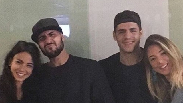 Nella foto Chiara Biasi con Simone Zaza, Alvaro Morata e Alice Campello