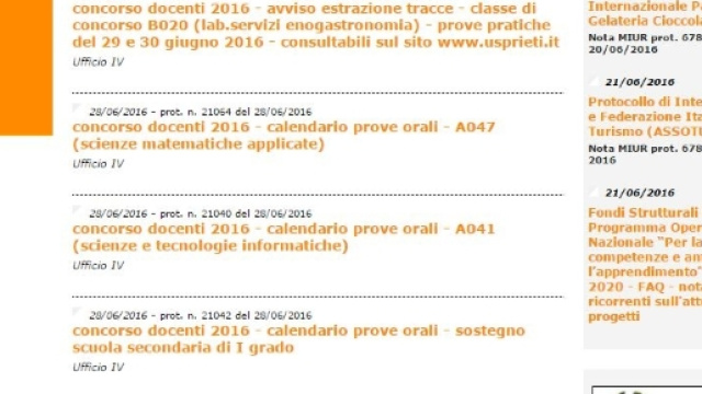 aggiornamenti calendari prove orali concorso docenti 2016