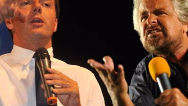 Il premier Renzi e Beppe Grillo