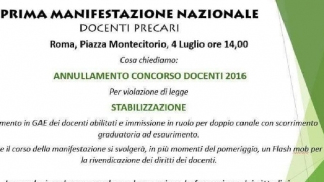 Ultime notizie scuola, gioved&igrave; 30 giugno 2016: manifestazione di protesta il 4 luglio a Roma