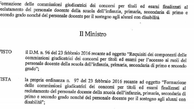 riapertura termini commissioni esaminatrici