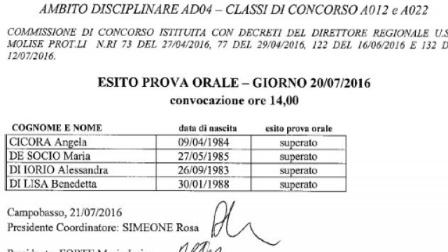 aggiornamenti calendari orali e esiti prove orali