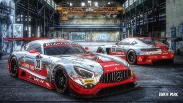 La livrea della Mercedes-AMG GT3 dell'AMG-Team Black Falcon disegnata dalla rock band californiana Linkin Park
