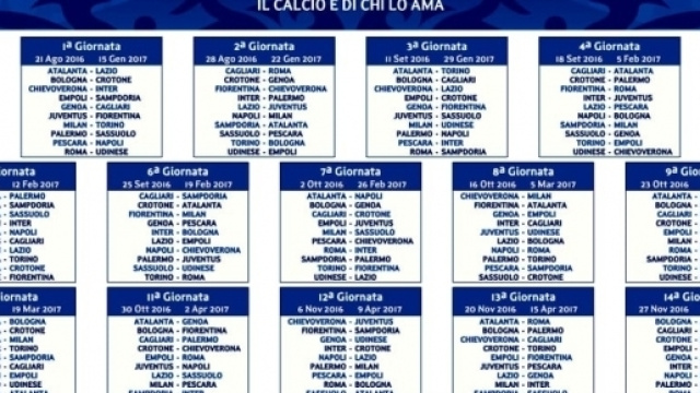 Calendario Serie A 2016/2017, derby e big match.