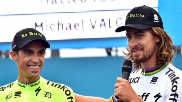 Peter Sagan con Contador alla presentazione delle squadre del Tour de France