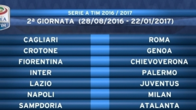 Serie A, calendario della 2&ordf; giornata