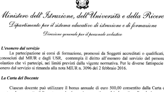 Formazione obbligatoria docenti 2016/17: la nota Miur