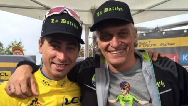 Peter Sagan in maglia gialla con Oleg Tinkov