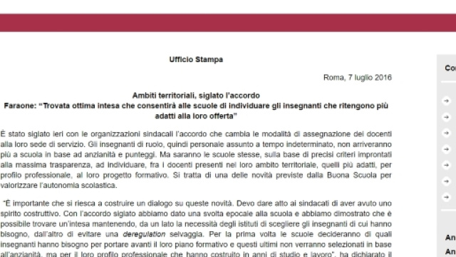 Miur, Faraone: 'Trovata intesa su chiamata diretta'
