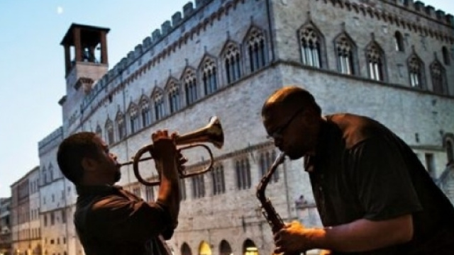 Umbria Jazz Perugia 2016. Musicisti in piazza IV Novembre