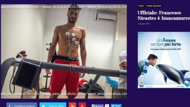 Per il nuovo attaccante del Pescara, Francesco Nicastro, &egrave; tempo di visite mediche