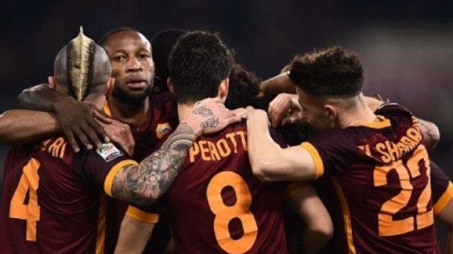 La squadra giallorossa della Roma.