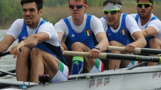 L'equipaggio italiano del 4 senza di canottaggio