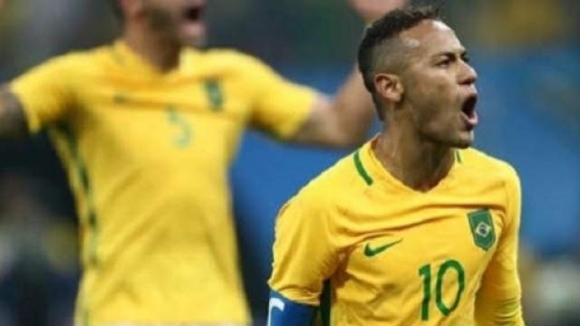 L'esultanza di Neymar dopo il gol realizzato contro la Colombia