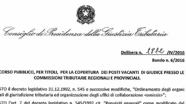 Concorso giudici tributari 2016