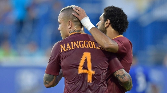 La Roma durante un match in casa