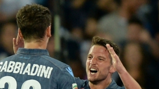 Manolo Gabbiadini ai titoli di coda con il Napoli.