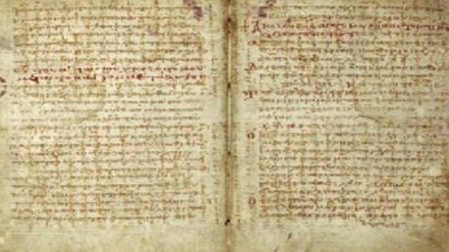 Due pagine del codice C che riportano alcune soluzioni dello Stomachion. La scommessa fu quella di leggere i vari strati di scrittura del Palinsesto.