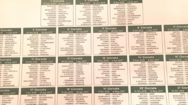 Il calendario completo del torneo di serie B