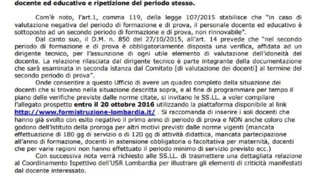 Chi dovr&agrave; svolgere l'anno di prova e formazione per l'a.s. 2016-2017.