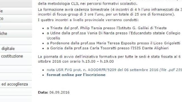 Iscrizione al corso formazione Clil