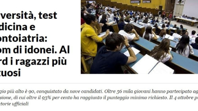 Test di Medicina punteggio minimo di accesso