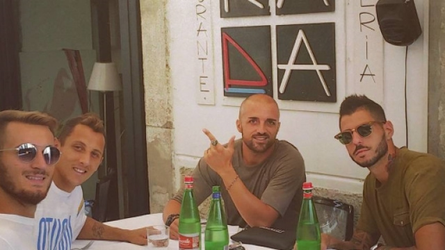 Alfredo Donnarumma a pranzo con i compagni Zito, Schiavi e Improta