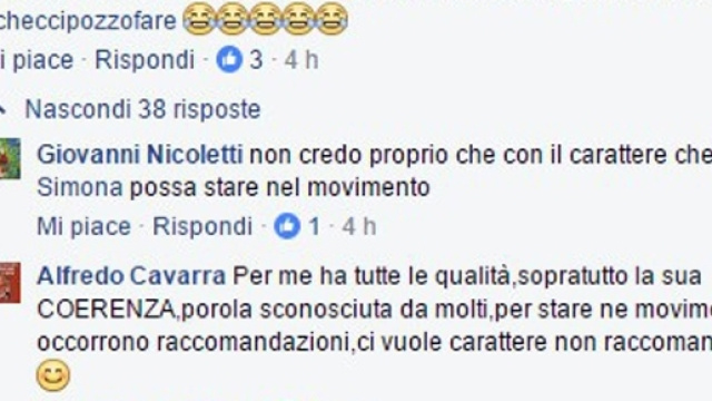 Una parte del dibattito su Facebook