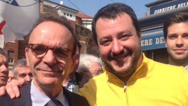 Il leader dell Lega, Matteo Salvini, in compagnia di Stefano Parisi