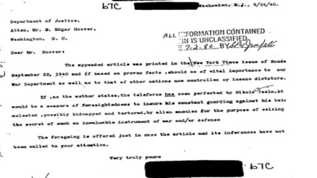 Uno dei documenti declassificati dall'FBI