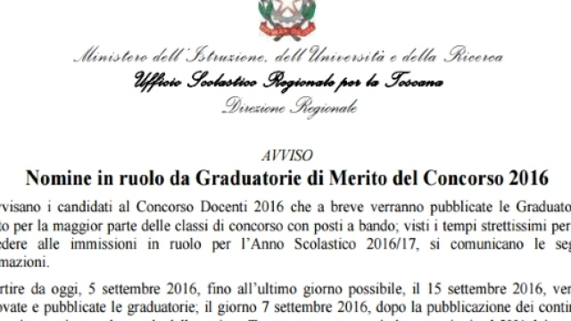 La nota sul sito istruzione toscana