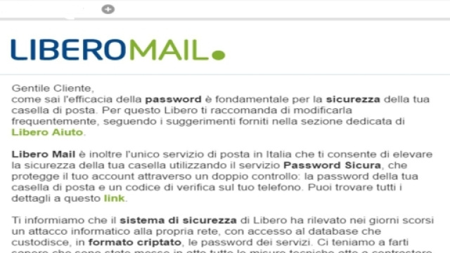 Libero mail: violato il sistema di sucurezza