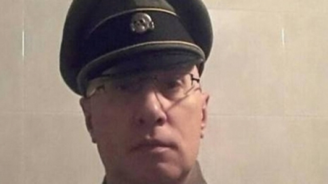 Piacentini, comandante dei vigili di Biassono, nella Monza-Brianza, vestito da SS