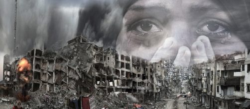 Zona urbana destruida como consecuencia de bombardeos indiscriminados