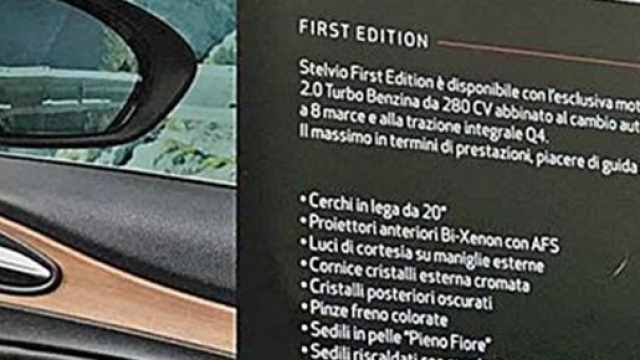 Alfa Romeo Stelvio, scheda tecnica First Edition