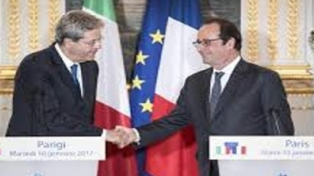 Incontro all'Eliseo tra il premier Gentiloni e il presidente francese Hollande