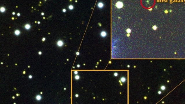Provenienza del segnale FRB 121102. La galassia nana che lo ospita &egrave; stata ripresa in spettroscopia dal telescopio Gemini North.
