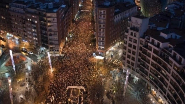 Manifestazione a favore dei prigionieri dell'ETA per le strade di Bilbao