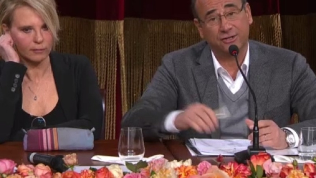 Carlo Conti e Maria De Filippi alla conferenza stampa.