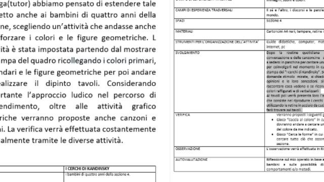 Esempio e griglia di progettazione attivit&agrave; didattica