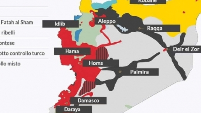 La mappa della Siria, gennaio 2017 (Fonte Institute for the Study of War)